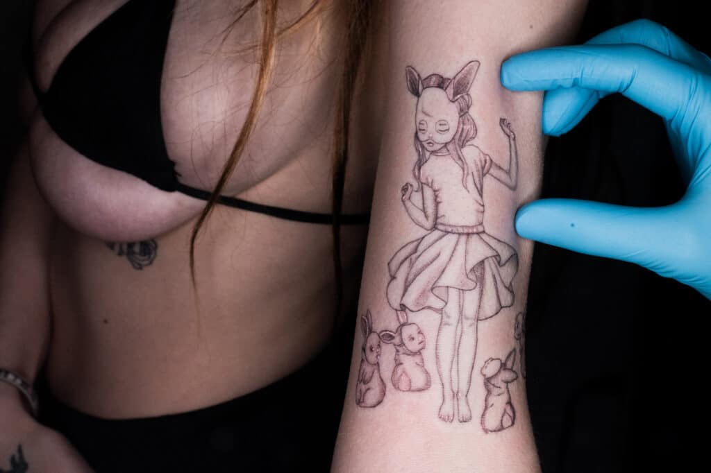 Vlogigurl fine line horror tattoo for horror tattoo ideas and inspo.